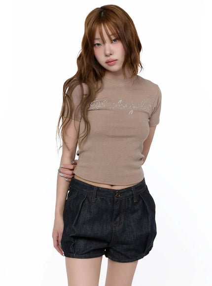 lettering-slim-t-shirt-ca522 / Brown