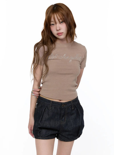 lettering-slim-t-shirt-ca522 / Brown