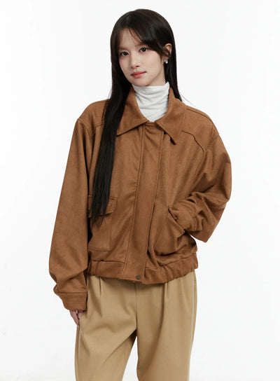 suede-collared-jacket-cd514 / Brown