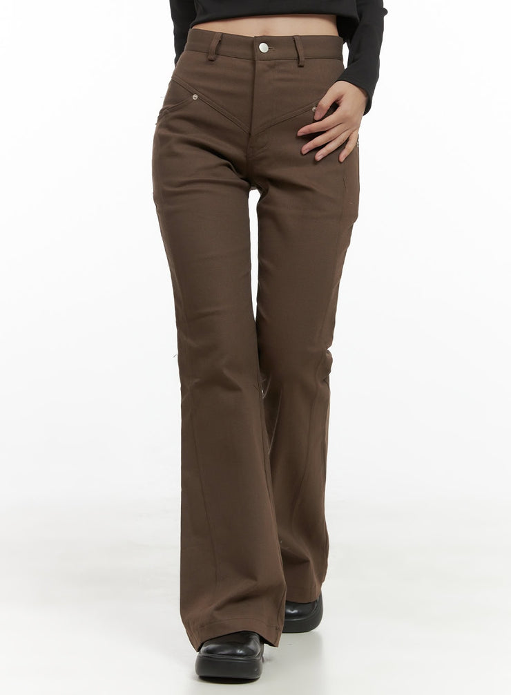 cutline-bootcut-cotton-pants-cs405 / Brown