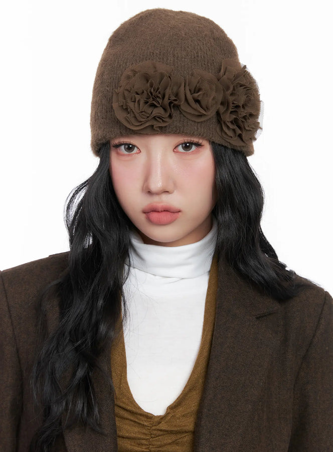 faux-fur-knit-beanie-cn514 / Brown
