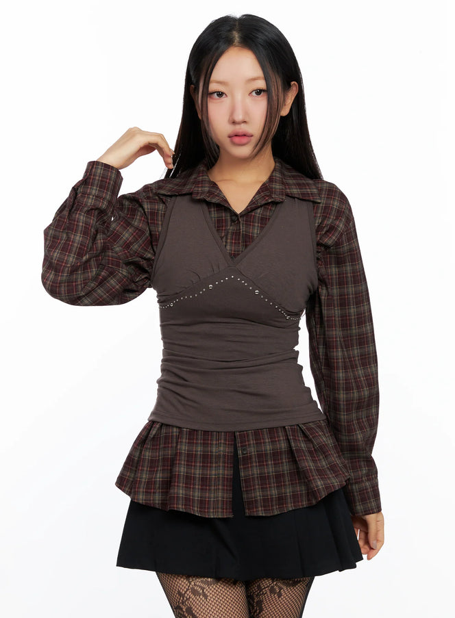 studded-halter-sleeveless-top-co515 / Brown