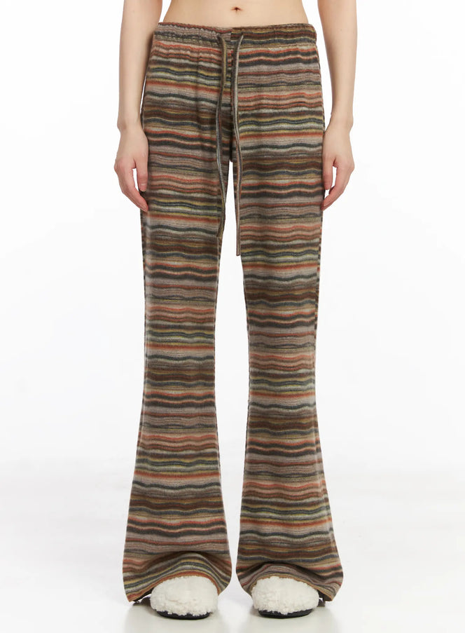 striped-flare-lounge-pants-cd531 / Brown
