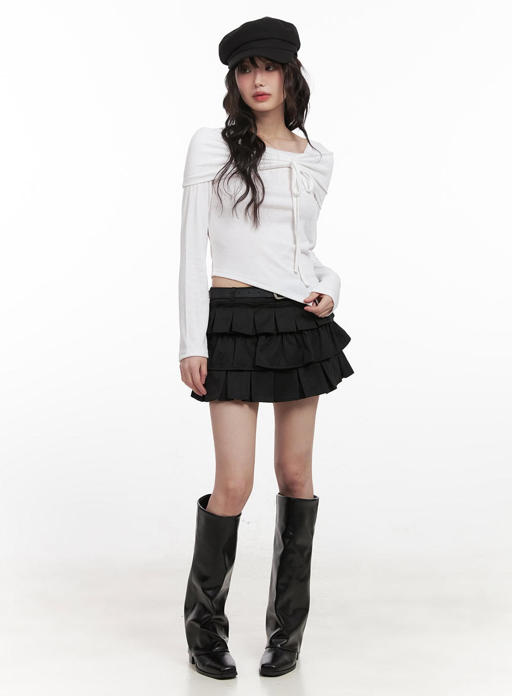 Ruffle Pleated Mini Skirt CJ523