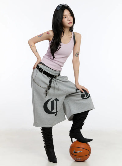 gothic-lettering-oversized-shorts-ca506