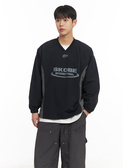 mens-v-neck-nylon-sweatshirt-black-im517