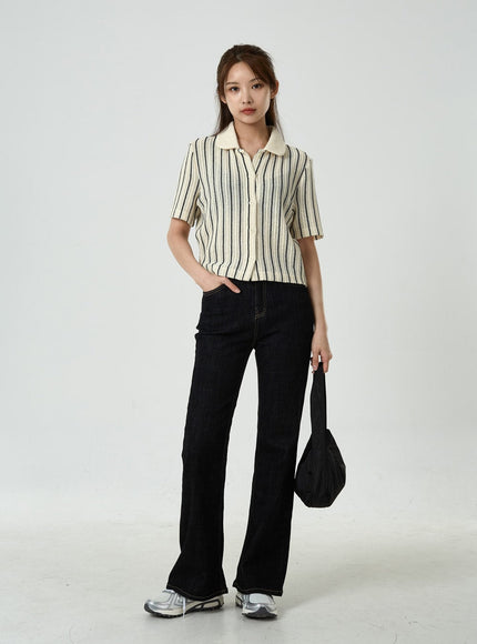 Semi Boot-Cut Raw Denim Pants CU11