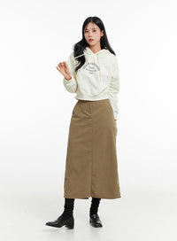 slit-corduroy-maxi-skirt-on315 / Dark beige