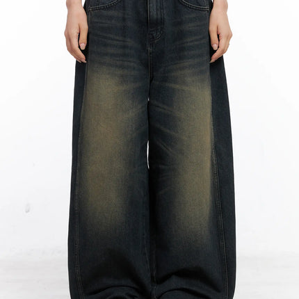 noe-side-belt-wide-leg-jeans-co507 / Dark blue