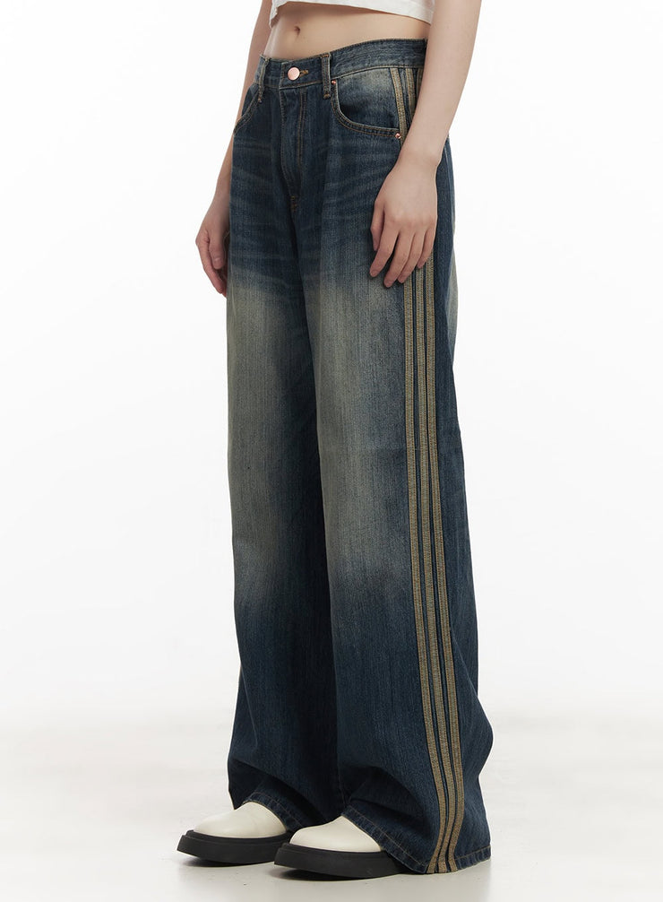 Daisee Striped Wide-Leg Jeans CF518