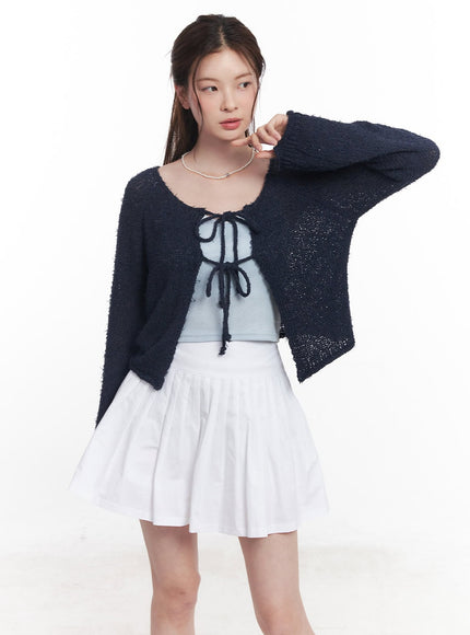 ribbon-tie-loose-fit-cardigan-cy519 / Dark blue