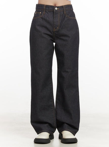 kristy-stitched-wide-leg-jeans-cj515 / Dark blue
