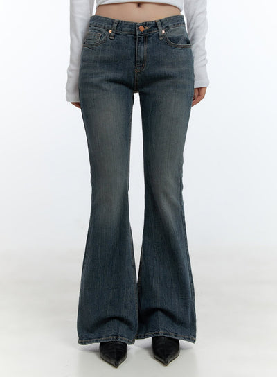 alisha-washed-flared-jeans-cd420 / Dark blue