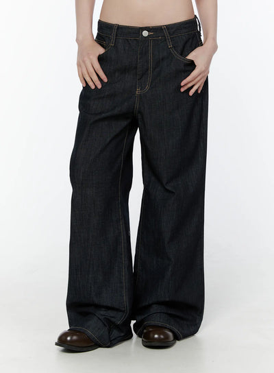 alou-no-fade-wide-leg-jeans-cu505 / Dark blue