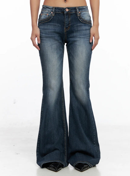 saanvi-vintage-wash-flare-jeans-cs522 / Dark blue