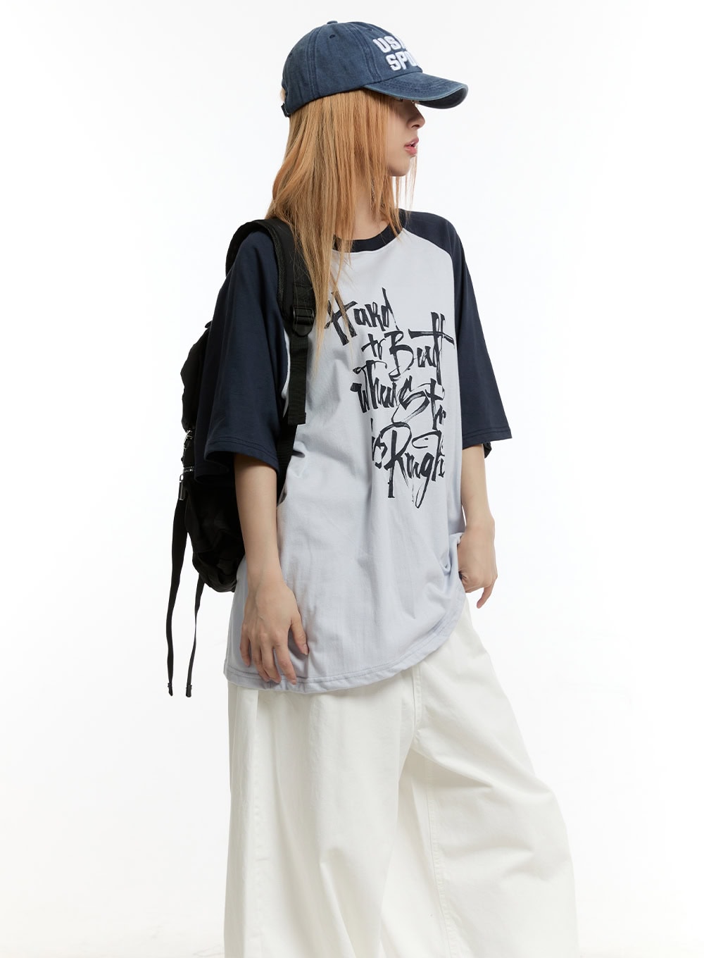 oversized-cotton-raglan-top-cy505 / Dark blue