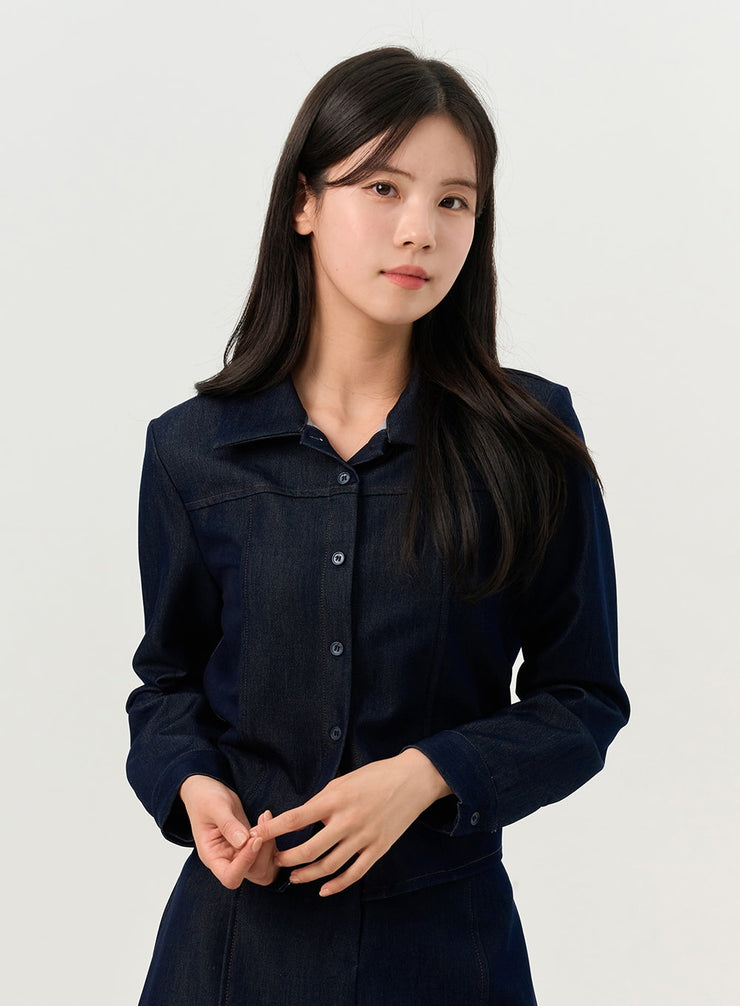 button-up-stitched-shirt-oo327 / Dark blue