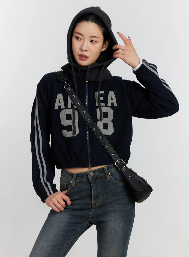 slim-fit-graphic-fleece-zip-up-cd509 / Dark blue