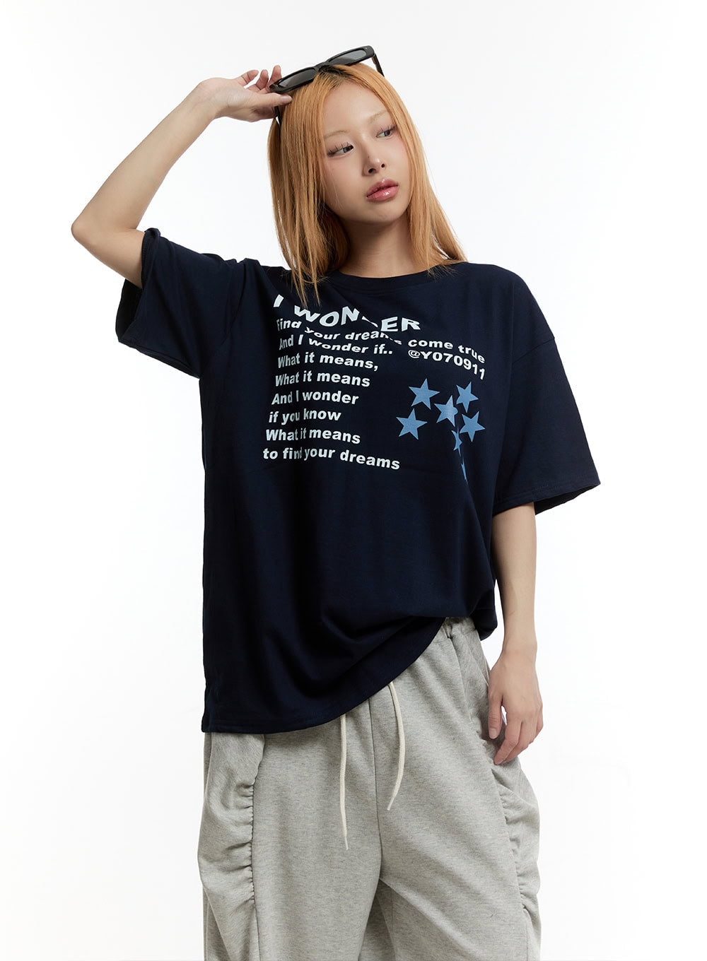 oversized-cotton-graphic-t-shirt-cy506 / Dark blue