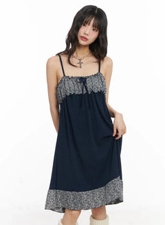 lace-ribbon-mini-dress-cd531 / Dark blue