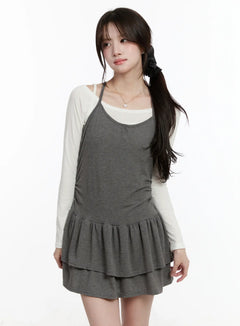 knit-dress-and-long-sleeve-top-set-cm510 / Dark gray
