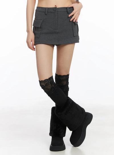 low-rise-fleece-skort-cj501 / Dark gray