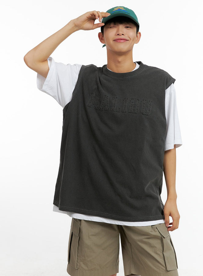 mens-oversize-contrasting-t-shirt-cl429 / Dark gray