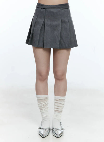 pleated-wrap-mini-skirt-cg511 / Dark gray