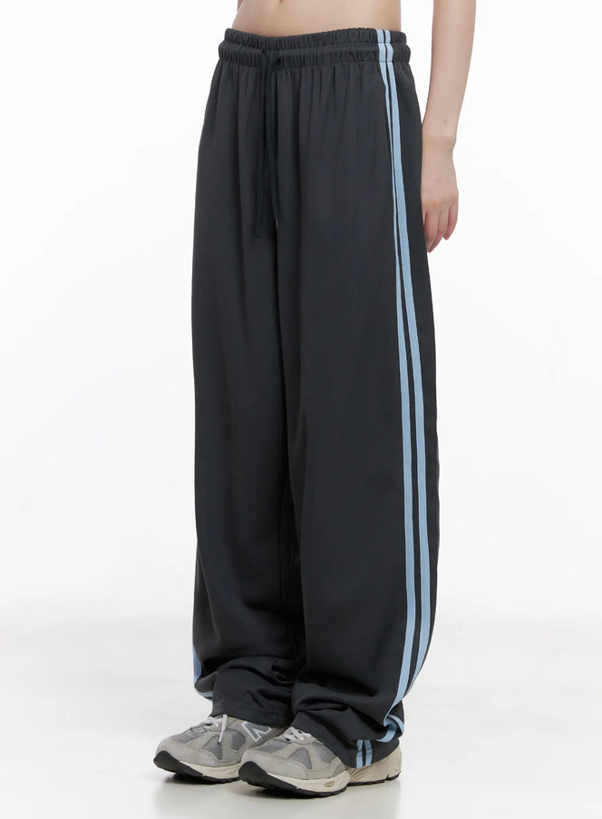 wide-leg-striped-track-pants-cg519 / Dark gray