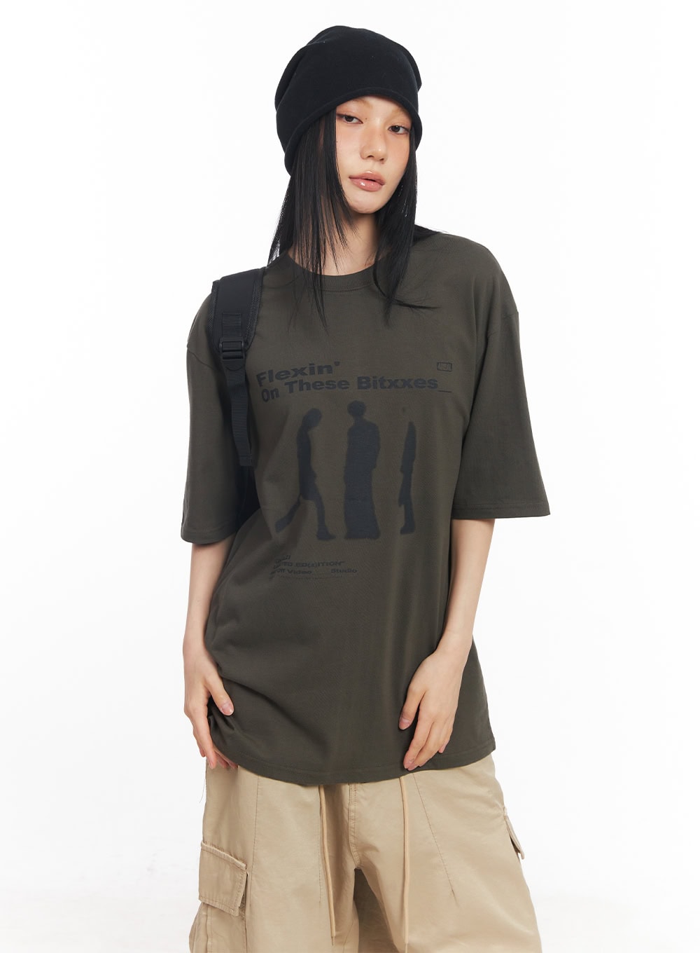casual-graphic-oversize-t-shirt-cy528 / Dark green