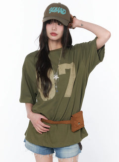oversized-graphic-print-t-shirt-ca530 / Dark green