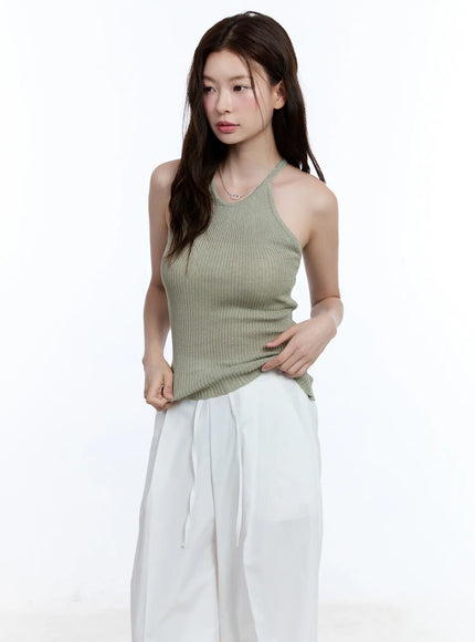 linen-halter-top-cu513 / Dark green