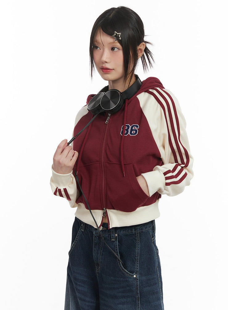 Embroidered Hooded Crop Track Jacket CF519