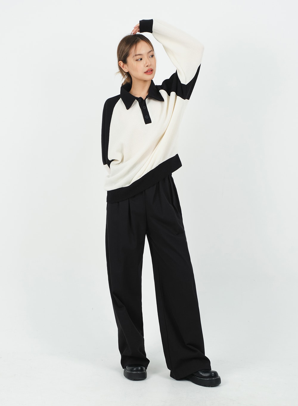 Mid-rise Wide Banded Cotton Pants CA08
