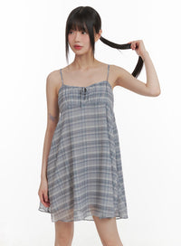 mesh-striped-knotted-mini-dress-ca418 / Gray