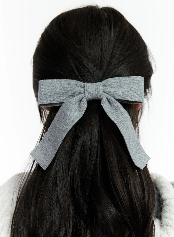 knitted-bow-hairclip-cd514 / Gray