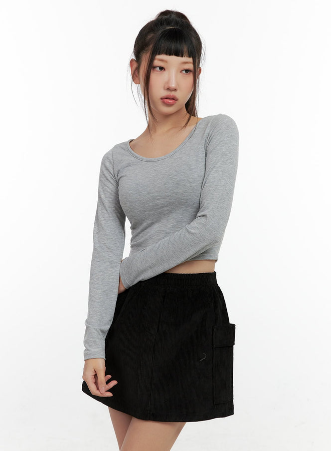 classic-scoop-neck-crop-top-cn404 / Gray