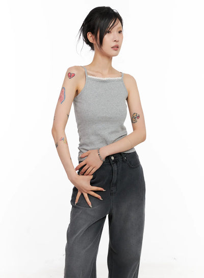 lace-trim-cami-top-cl528 / Gray