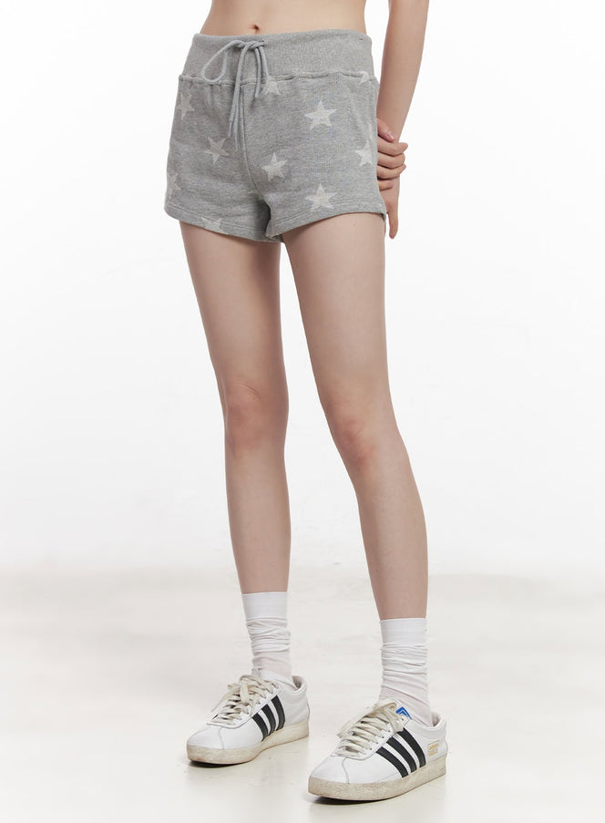 star-graphic-slim-fit-lounge-shorts-cy521 / Gray