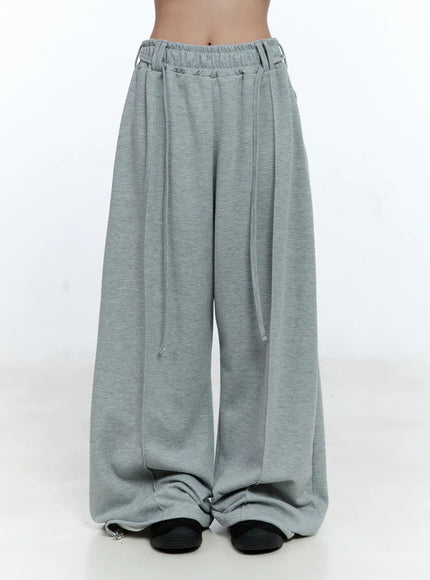 wide-leg-drawstring-sweatpants-cg507 / Gray