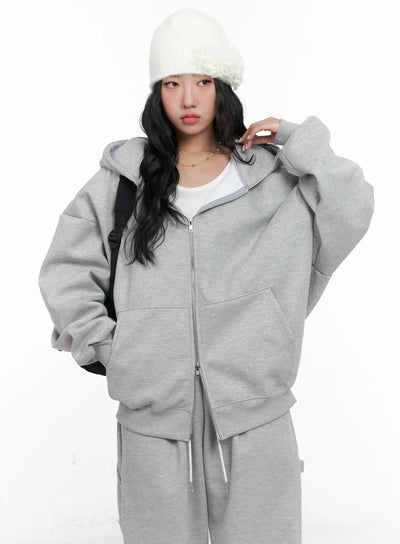 oversized-fleece-zip-up-hoodie-cn514 / Gray