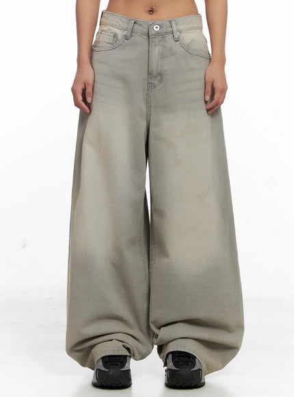 ximena-casual-wide-leg-grey-jeans-cs522 / Gray