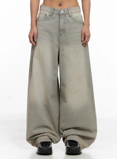 ximena-casual-wide-leg-grey-jeans-cs522 / Gray