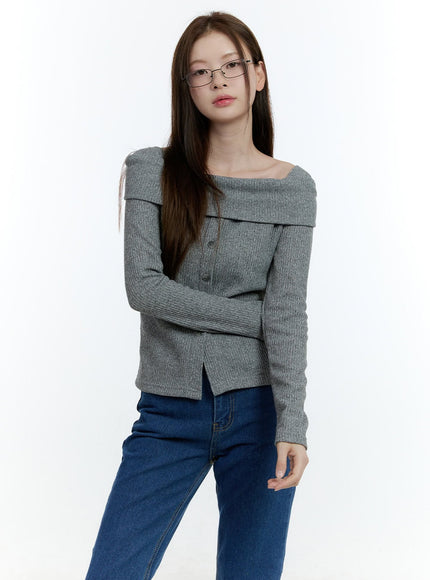 Cozy Buttoned Ribbed Sweater CF504