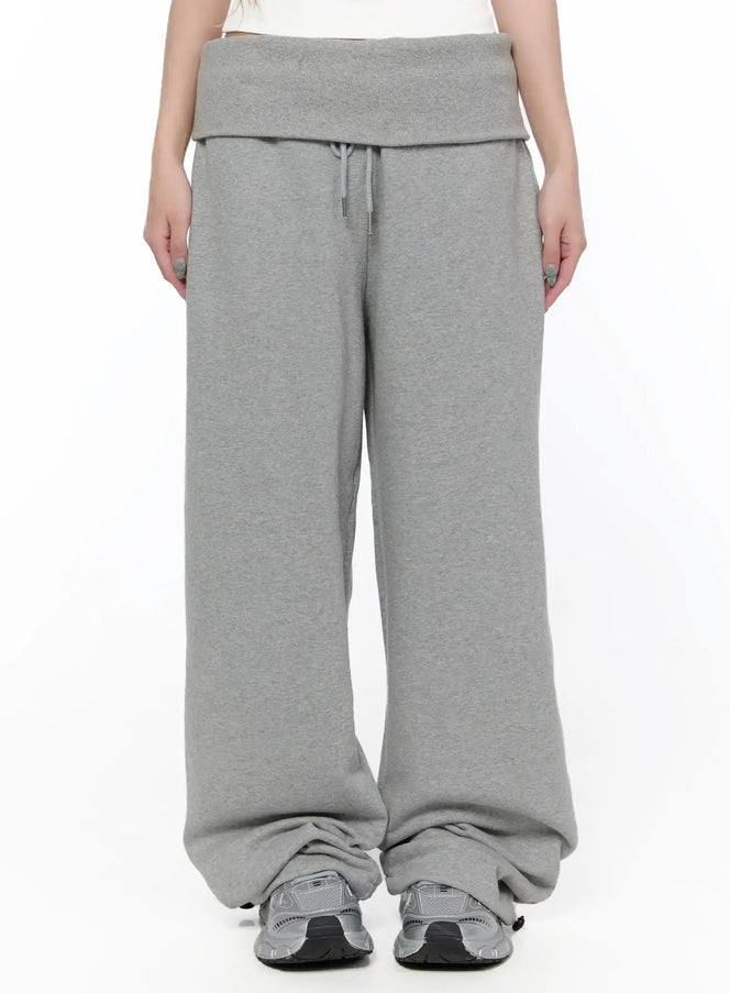 foldable-waist-wide-sweatpants-ca520 / Gray