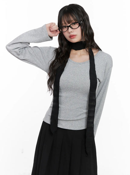 basic-fleece-lined-long-sleeve-tee-cn511 / Gray