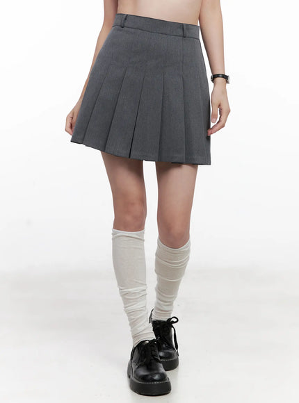 classic-pleated-mini-a-line-skirt-cl524 / Dark gray