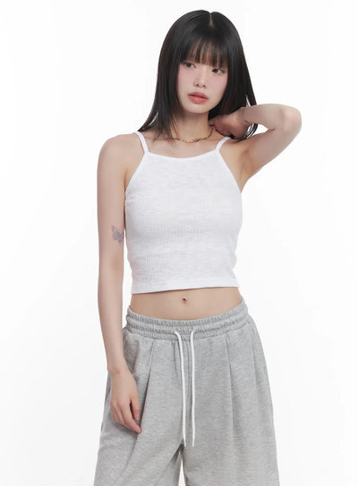 ribbed-halter-neck-cami-cu519 / Light beige