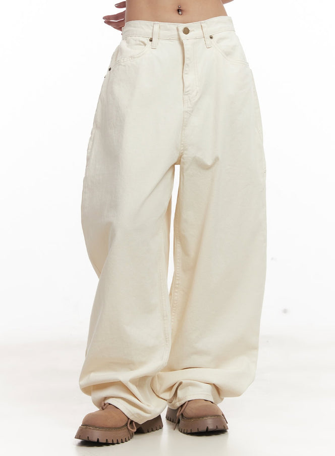 classic-baggy-cotton-pants-cm506 / Light beige