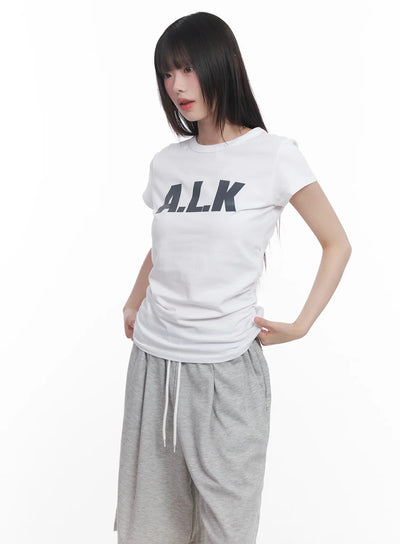 slim-fit-graphic-tee-cu519 / Light beige